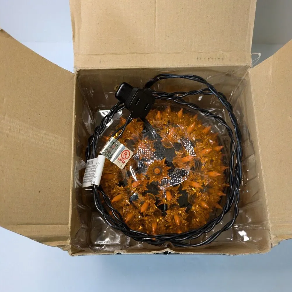 GE 2001 Super Sphere 100 Light Orange Bulbs 6” Halloween Decoration Tested Works